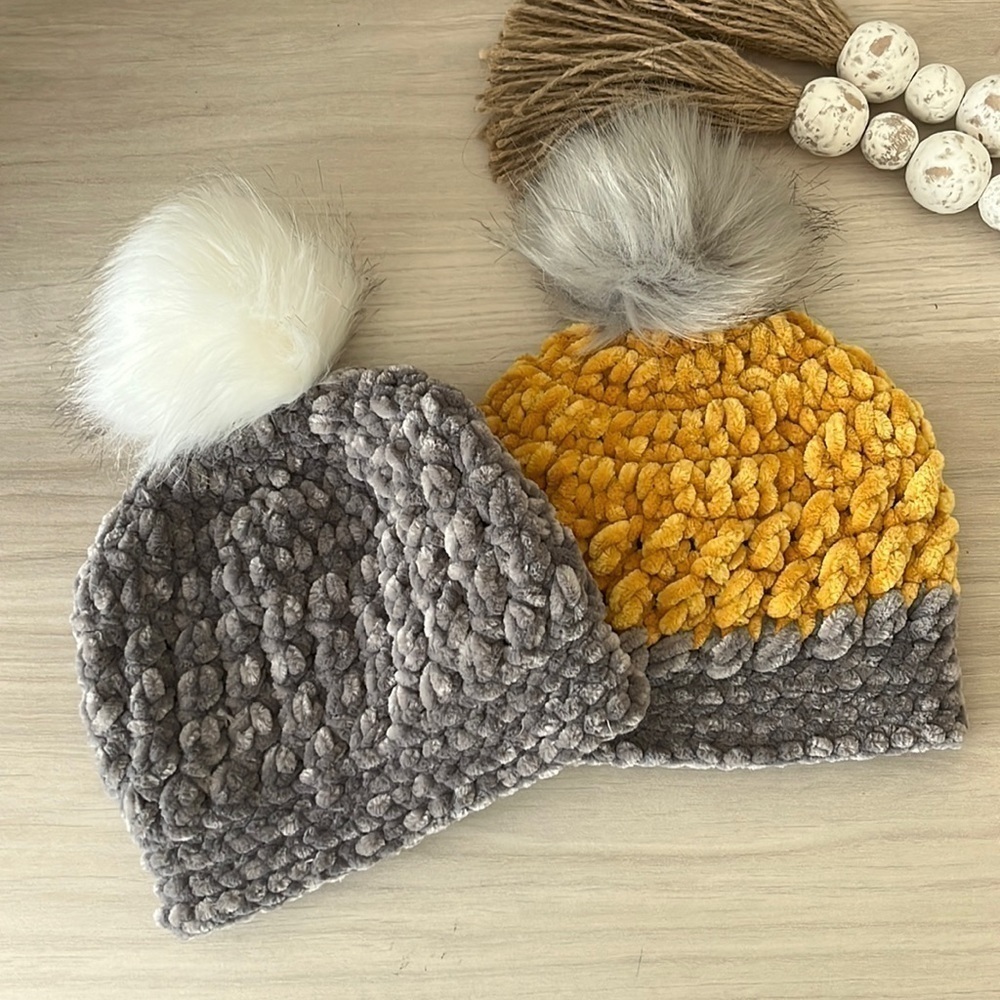 Velvet Plush Crochet Beanies